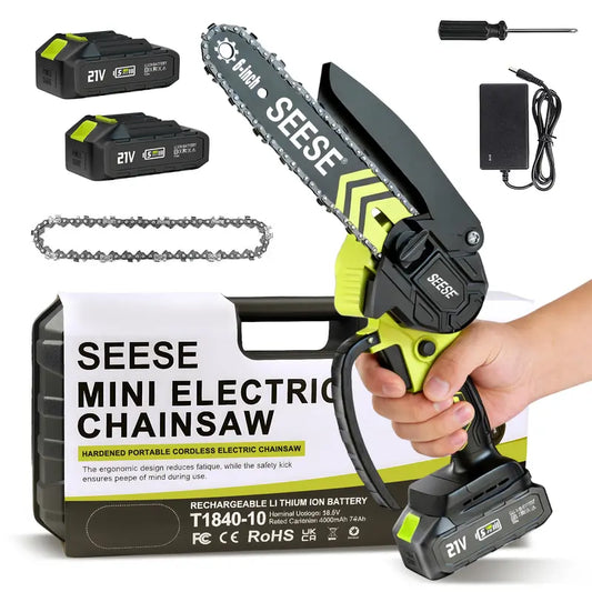 Brushless Mini ChainSaw - Portable Electric Cordless Saw for Wood Cutting, Batteries (2000mAh) ,Pruning, Gardening, Camping - Suitable for Seniors, Women