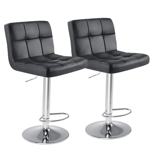 Set of 2 Swivel Bar Stools, Adjustable PU Leather Counter Height Chairs with Thickened Cushion & Backrest